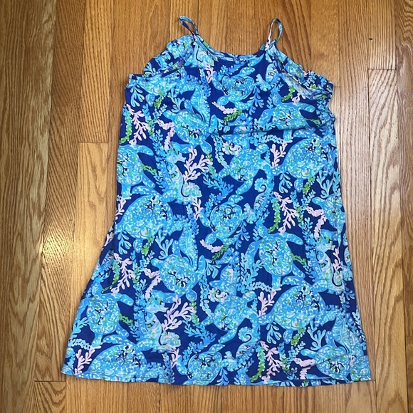 Lilly Pulitzer Girls Margarete Bennet Blue Turtle Swing Dress 100% Cotton Large - Picture 3 of 5